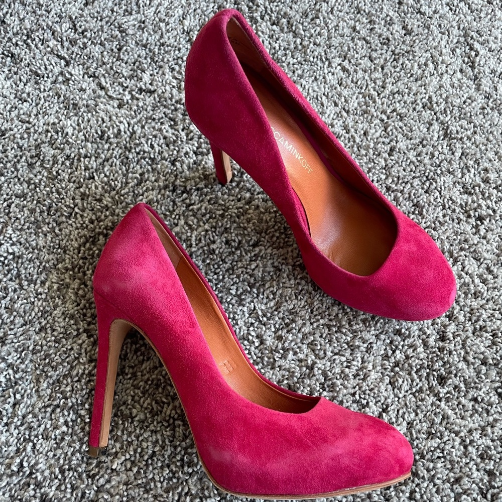 Rebecca Minkoff pink suede pumps